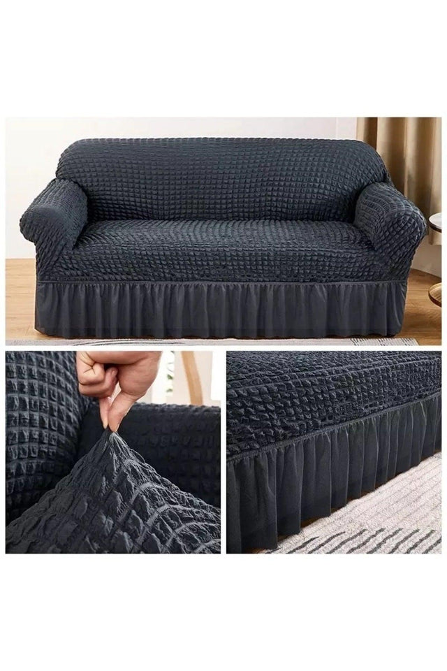 3 Seater Crepe Sofa, Sofa, Sofa Cover, Seat Cover (3 seater) 1 pcs Anthracite - Swordslife