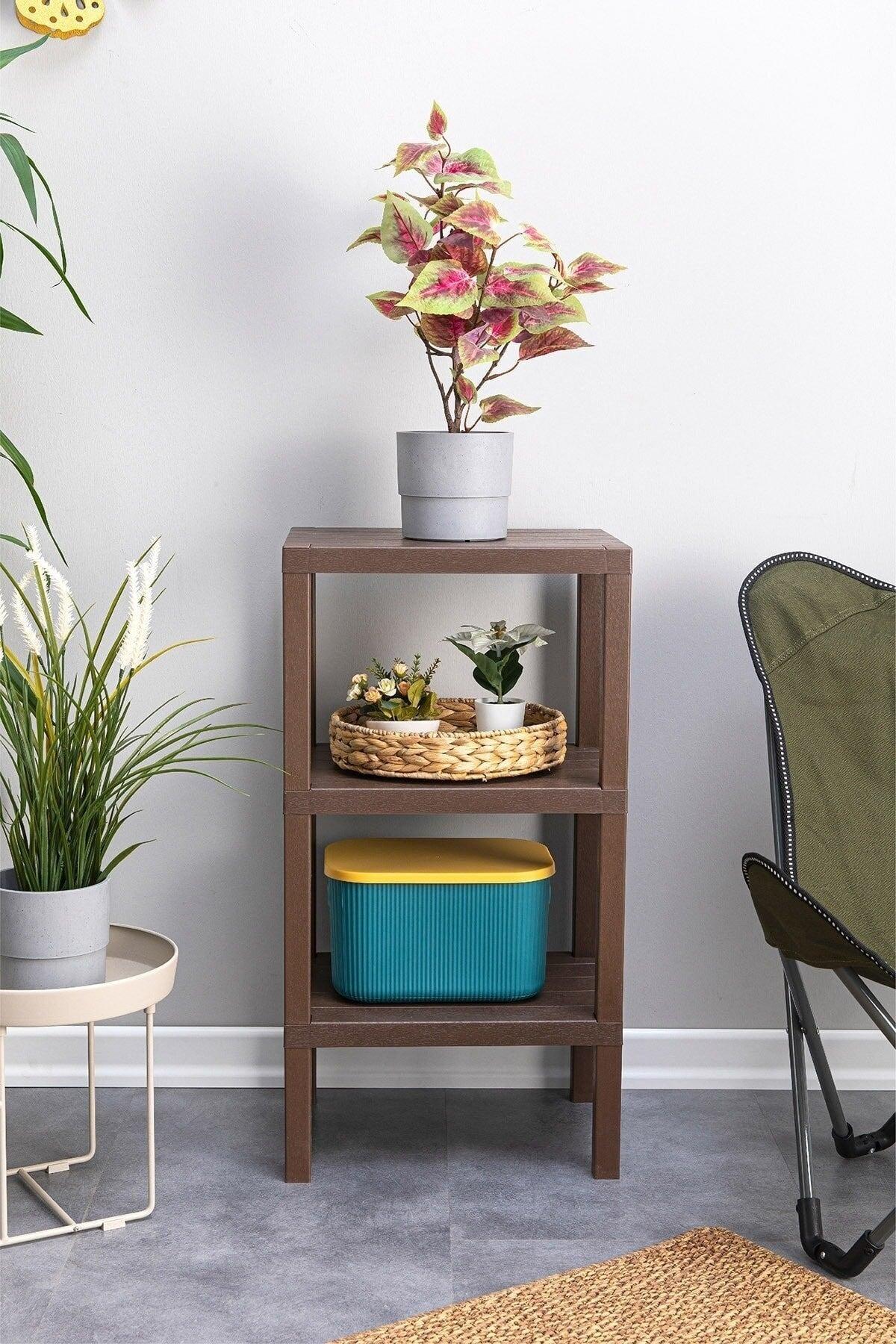 3 Tiers Plastic Shelving Unit Kitchen Shelf Bathroom Shelf Balcony Shelf Bathroom Organizer Coffee - Swordslife