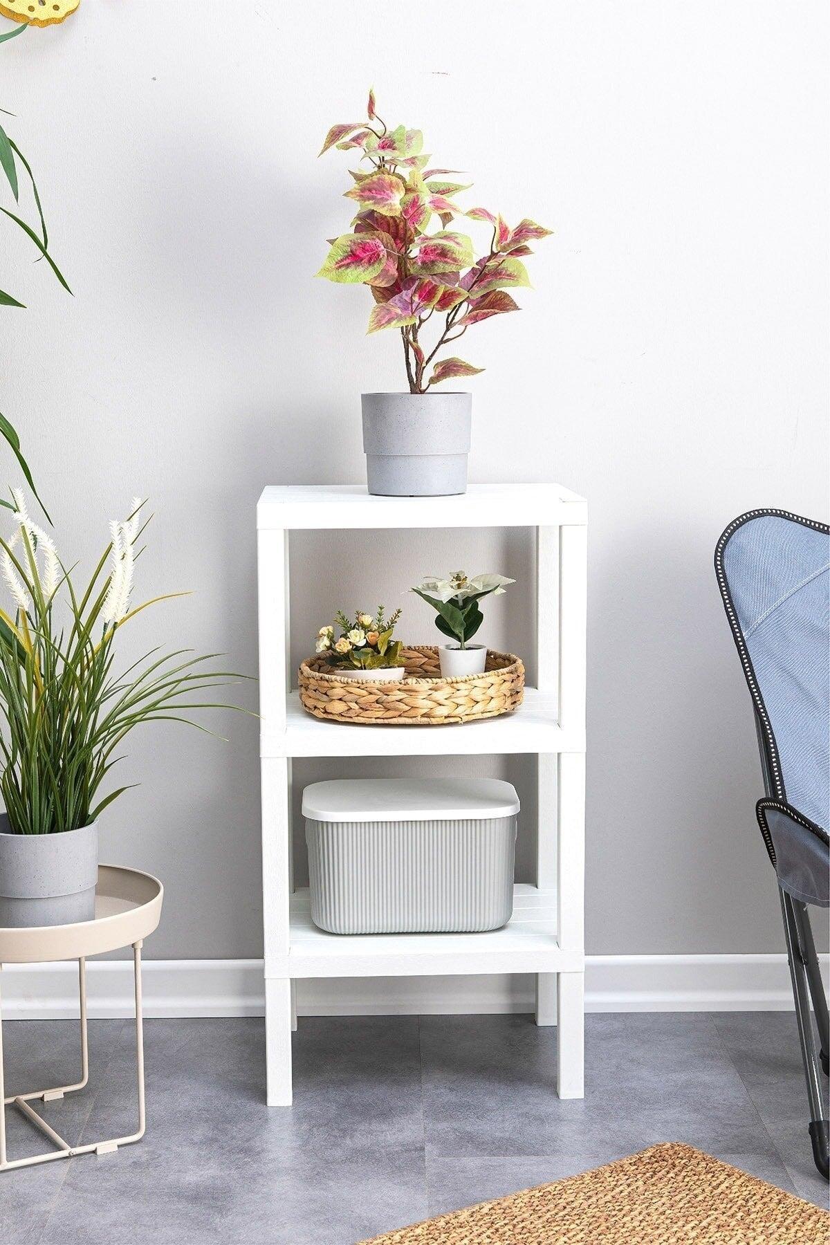 3 Tiers Plastic Shelving Unit Kitchen Shelf Bathroom Shelf Balcony Shelf Bathroom Organizer White - Swordslife