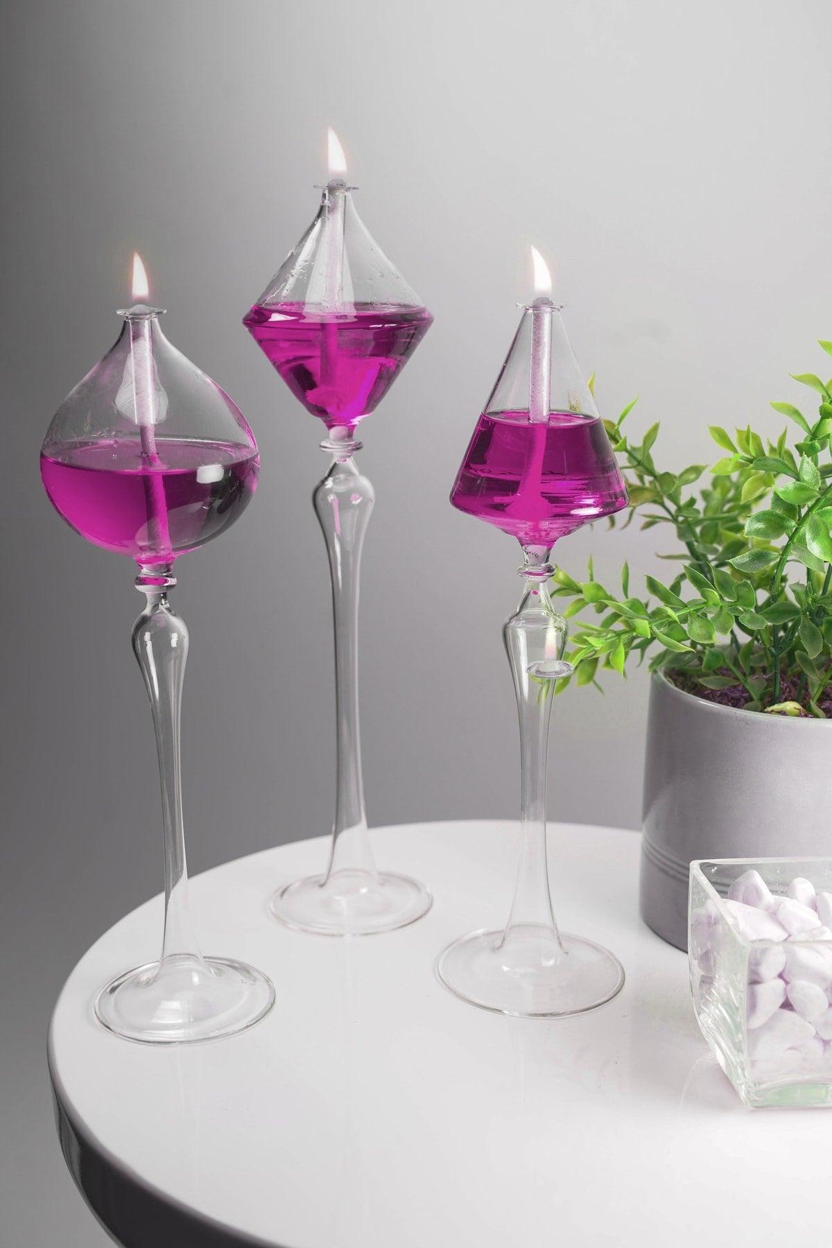3 Standing Glass Oil Lamp Dale + 200 Ml Oil Candle Plum - Swordslife