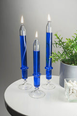 3-Footed Candlestick Glass Oil Lamp + 200 Ml Oil Lamp Blue - Swordslife