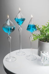 3 Legs Glass Oil Lamp Dale + 200 Ml Oil Lamp Ice Blue - Swordslife