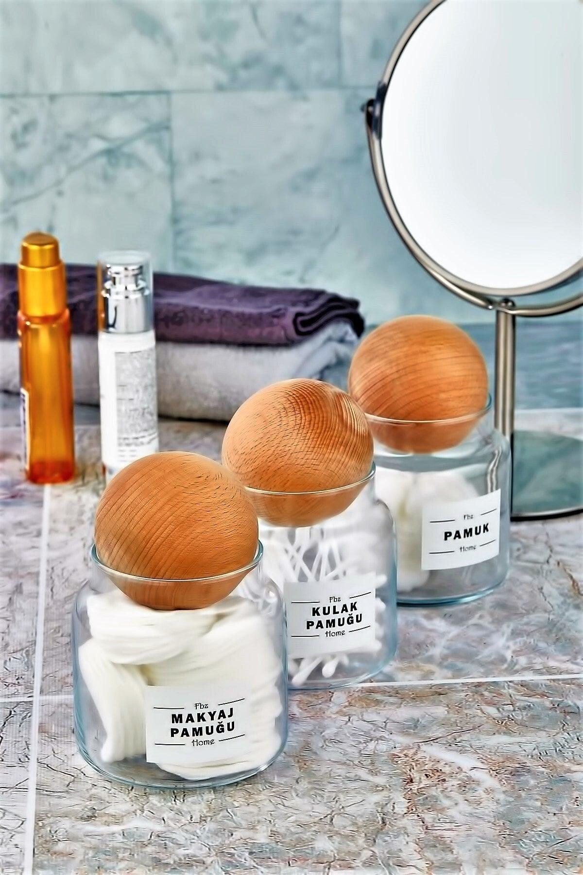 3-Ball Covered Ear Chop & Make-up Cotton & Cotton Organizer 500 Ml (Large) - Swordslife