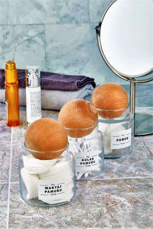 3-Ball Covered Ear Chop & Make-up Cotton & Cotton Organizer 500 Ml (Large) - Swordslife