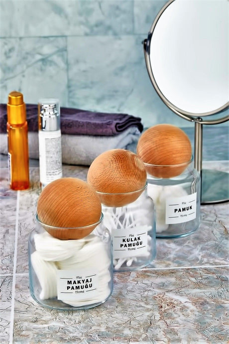 3-Ball Covered Ear Chop & Make-up Cotton & Cotton Organizer 500 Ml (Large) - Swordslife
