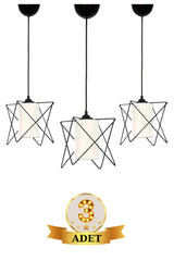 Triple Black Zigzag White Mica Glass Chandelier - Swordslife