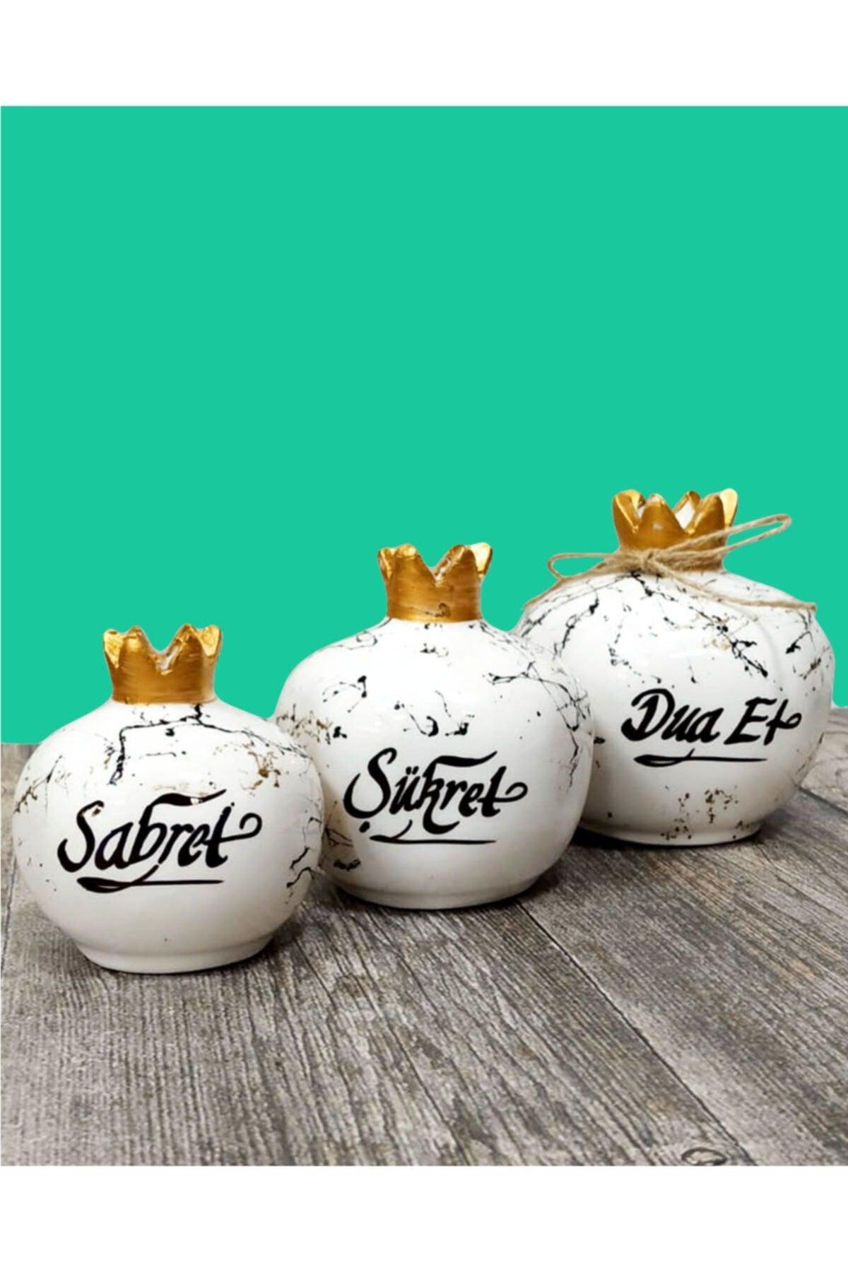 Pcs Tile Pomegranate Set- Patience Şükret Duat White Color Gold Printed Marble Decor - Swordslife