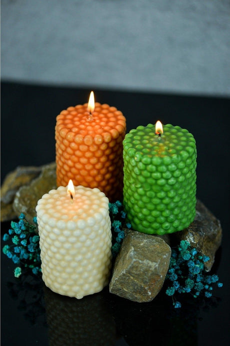 3 Pack Decorative Candles Green, coffee, cream - Swordslife