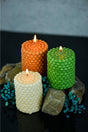 3 Pack Decorative Candles Green, coffee, cream - Swordslife