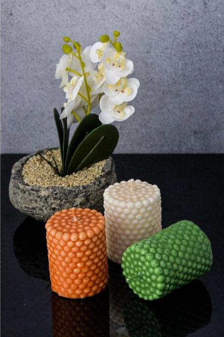 3 Pack Decorative Candles Green, coffee, cream - Swordslife