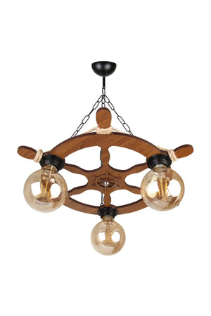 3 Pcs Rudder Themed Wooden Chandelier M253 - Swordslife