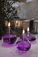Set of 3 Jumbo Glass Oil Lamps (2 Drops, 1 Ellipse) + 750 Ml Oil Lamp - Lilac - Swordslife