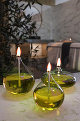 Set of 3 Jumbo Glass Oil Lamps (2 Drops, 1 Ellipse) + 750 Ml Oil Lamp - Yellow - Swordslife