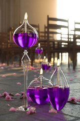 Set of 3 Jumbo Glass Oil Lamps ( Foot Drop , Barrel , Globe ) + 750 Ml Oil Lamp - Purple - Swordslife