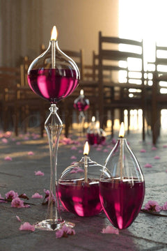 Handmade Triple Glass Oil Lamp Set with Plum Design and 750ml Lamp