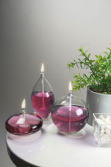Triple Jumbo Mix Glass Oil Lamp (Sphere, Barrel, Ellipse) + 750 Ml Oil Lamp - Rose - Swordslife