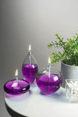 Triple Jumbo Mix Glass Oil Lamp (Sphere, Barrel, Ellipse) + 750 Ml Oil Lamp - Purple - Swordslife