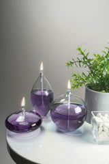 Triple Jumbo Mix Glass Oil Lamp (Sphere, Barrel, Ellipse) + 750 Ml Oil Lamp - Lilac - Swordslife