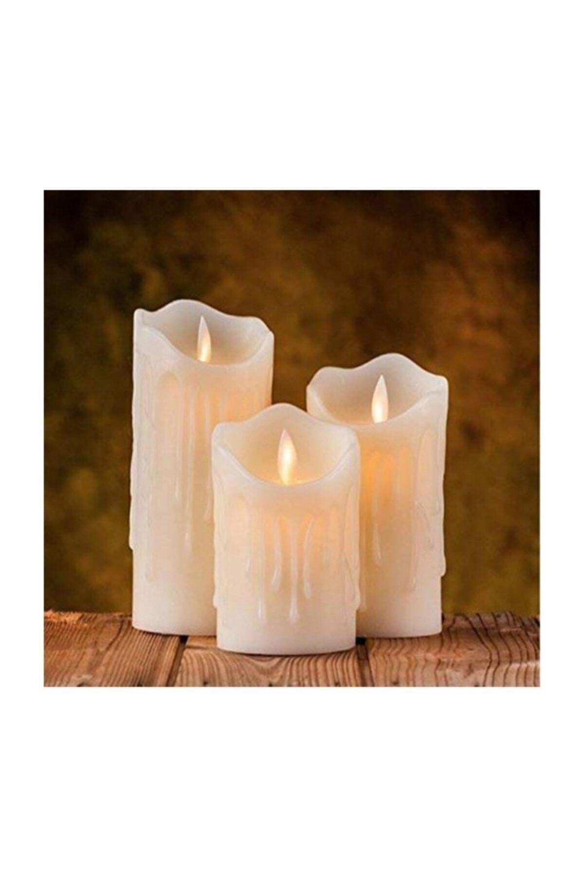 3 Lu Cream Melted Look Led Candle With Battery - Swordslife