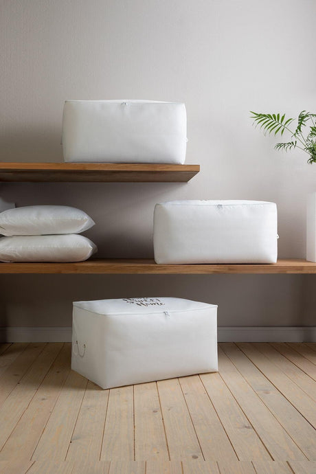 Set of 3 Large White Color Printed Storage Bags // 64x41x35 - Swordslife