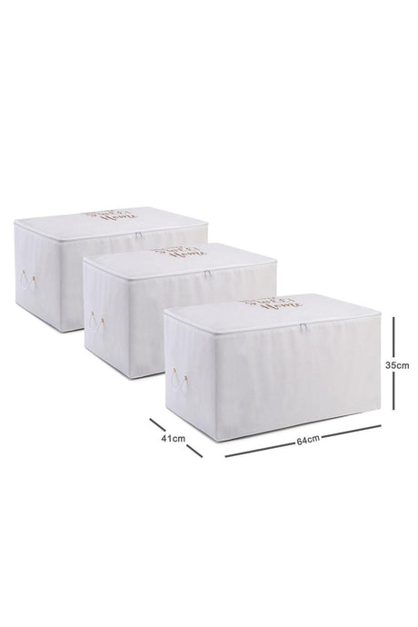 Set of 3 Large White Color Printed Storage Bags // 64x41x35 - Swordslife