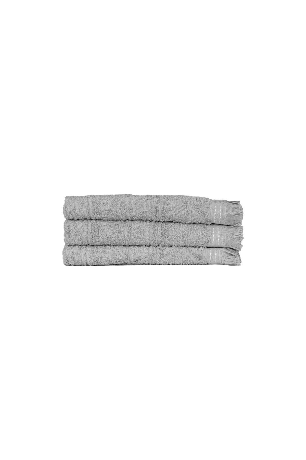 3 Piece Fringed Gray Kitchen Hand Towel 30x50 cm - Swordslife