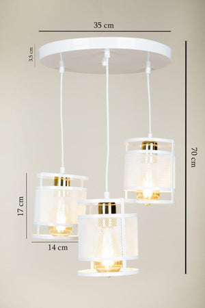 3 Lu Sarkıt Modern Tray White Ring Gold Sarkıt Chandelier-salon-mutfak-ring Raumschiffmodelle - Swordslife
