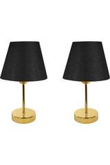 Set of 3 Chandelier And Bedside Table Gold Lampshade / Black - Swordslife