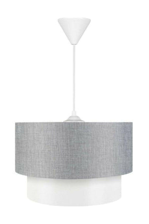 Set of 3 Chandelier And Bedside Table Metal Lampshade Gray - Swordslife