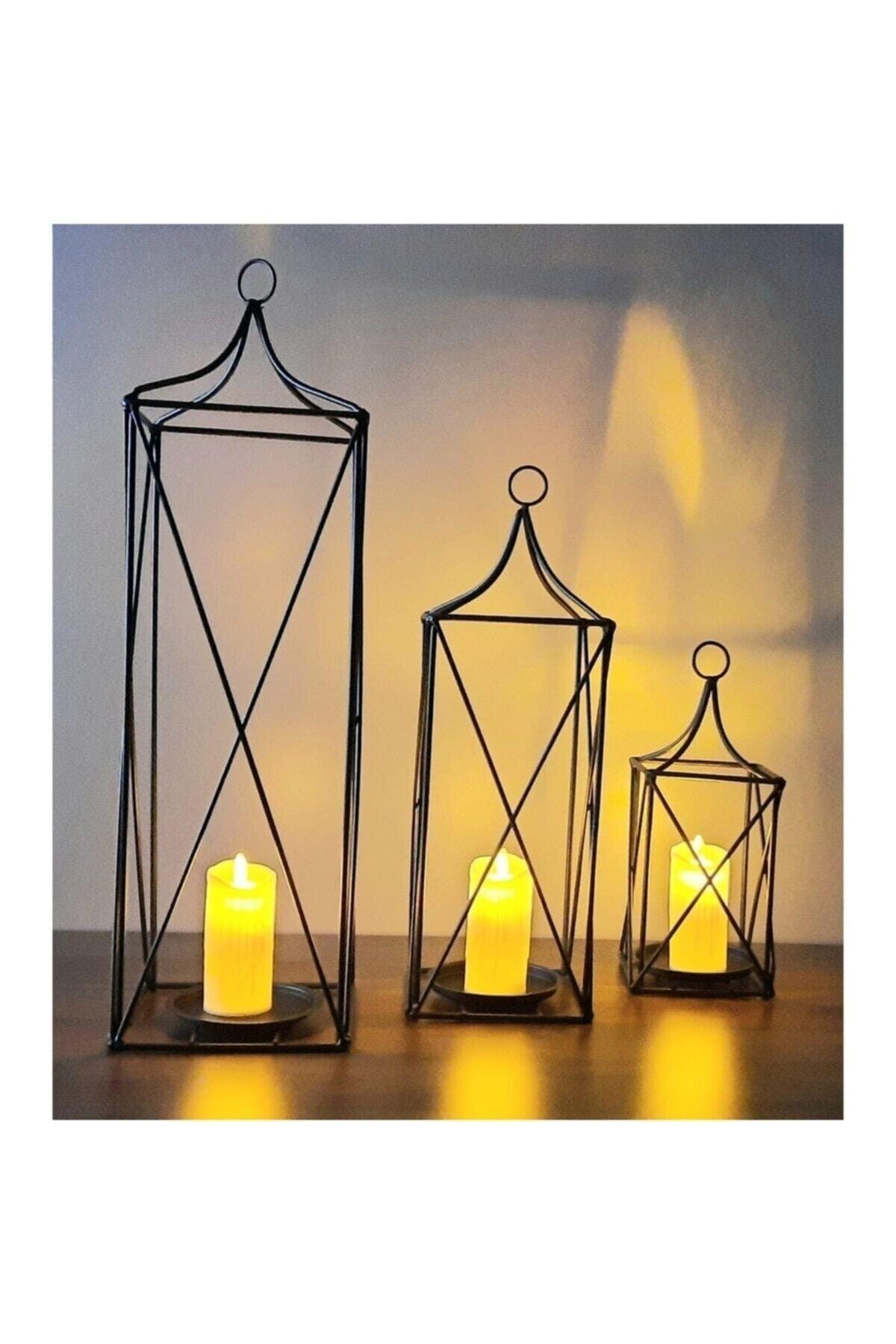 Set of 3 Wrought Iron Decorative Candle Holder Cage Lantern Candlestick Set - Swordslife