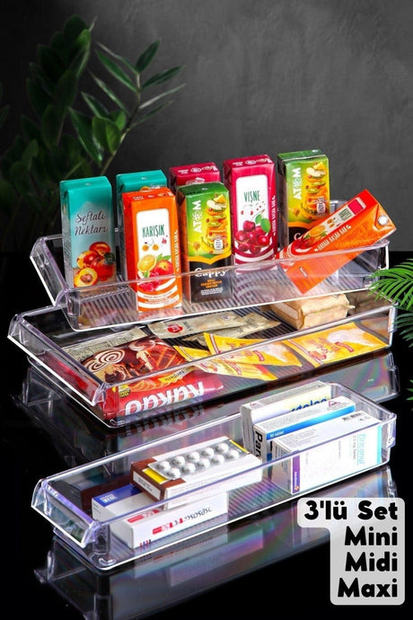 Set of 3 New Clear Refrigerator & Cabinet Organizer Organizer - Swordslife
