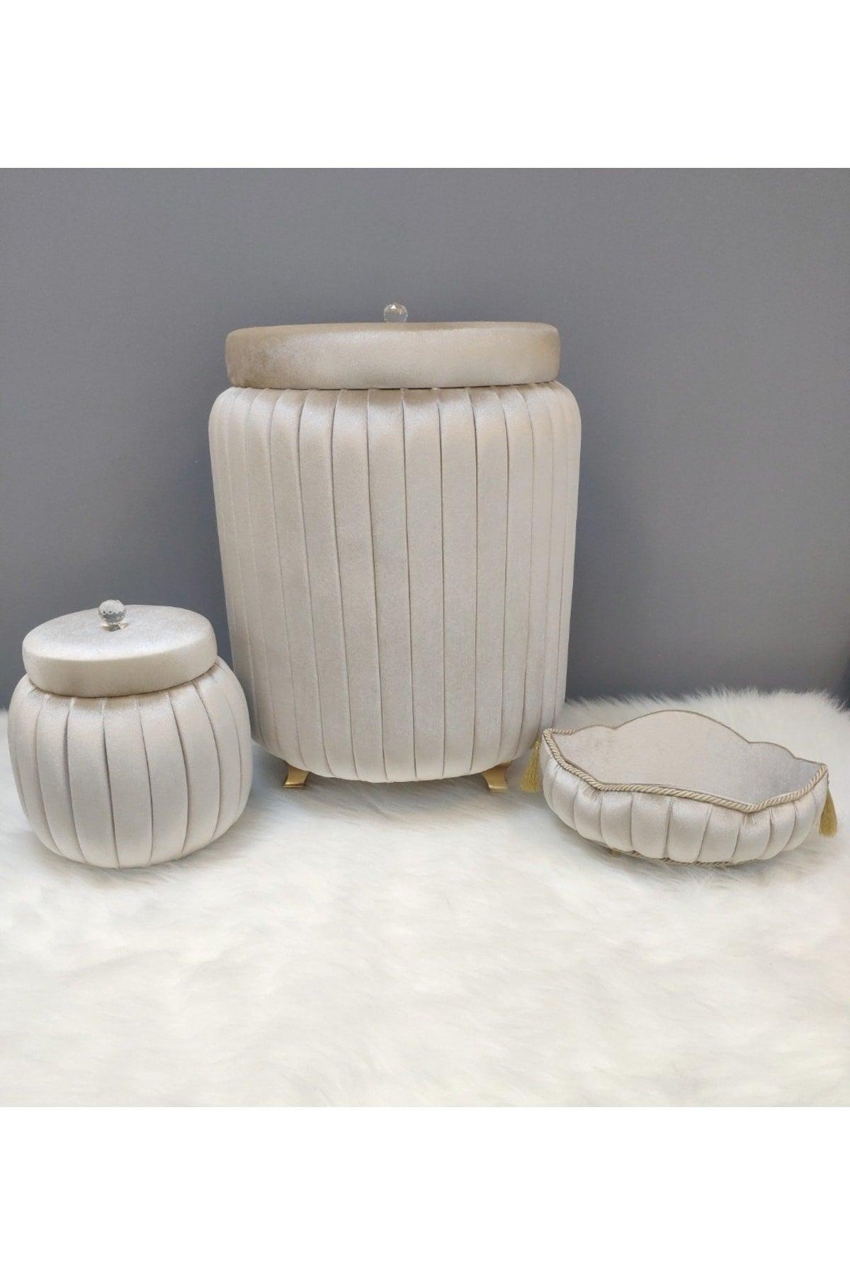 3 Lu Silk Velvet Bathroom Dirty Basket Set