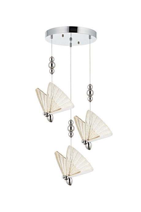 Triple Suspension Butterfly Design 3 Colors Light Led Decorative Chandelier - Swordslife