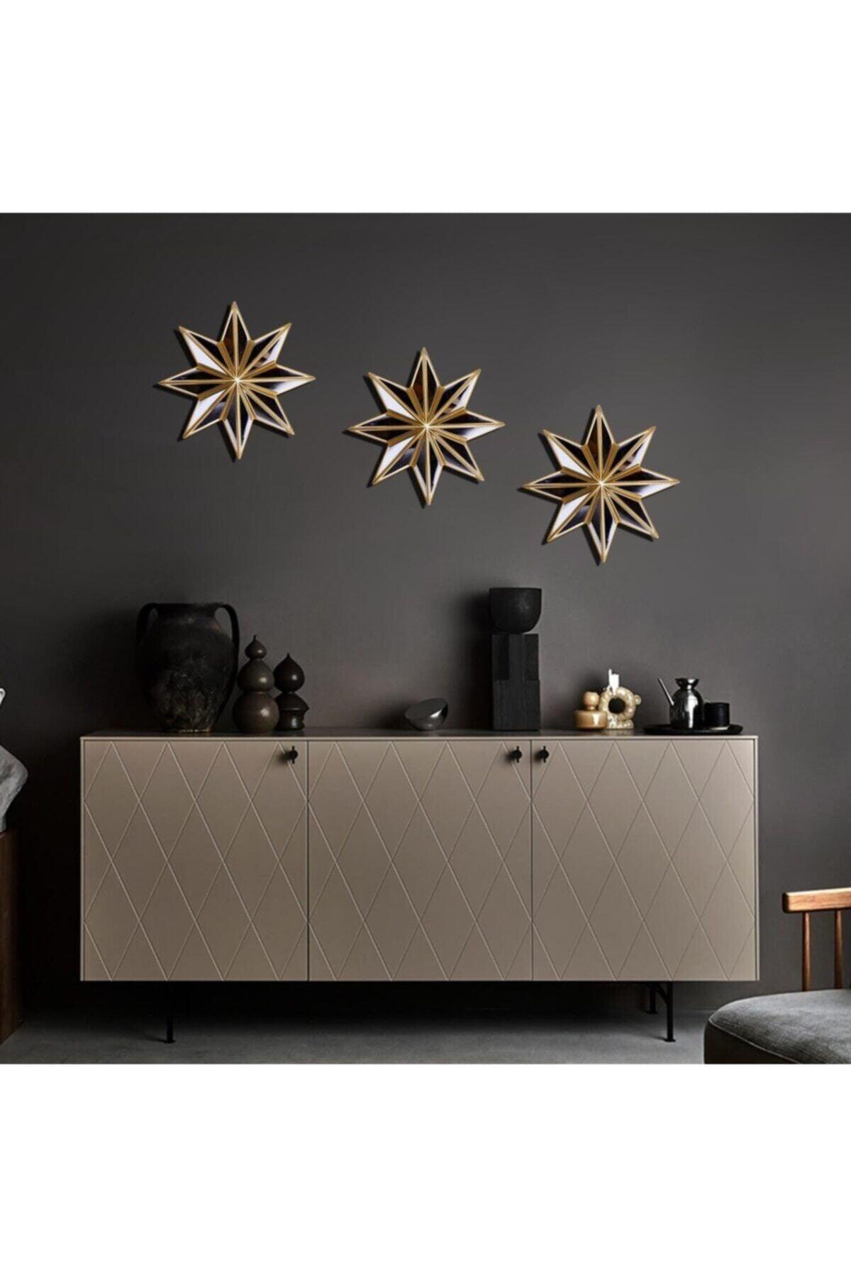 3 Star Mirror Decorative Wall Accessory Gold - Swordslife