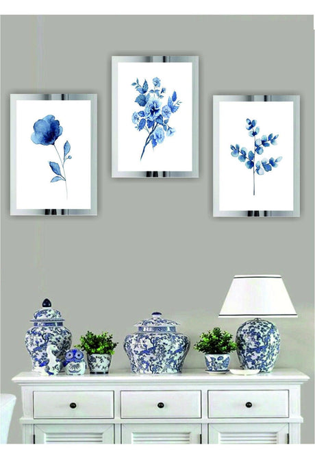 3 Pieces Modern Plexi Framed Mirrored Glossy Decor Mdf Table Set - Swordslife