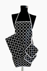 3 Piece Black Kitchen Set Liquid Proof Kitchen Apron Heat Proof Oven Mitts And Holder Set - Swordslife