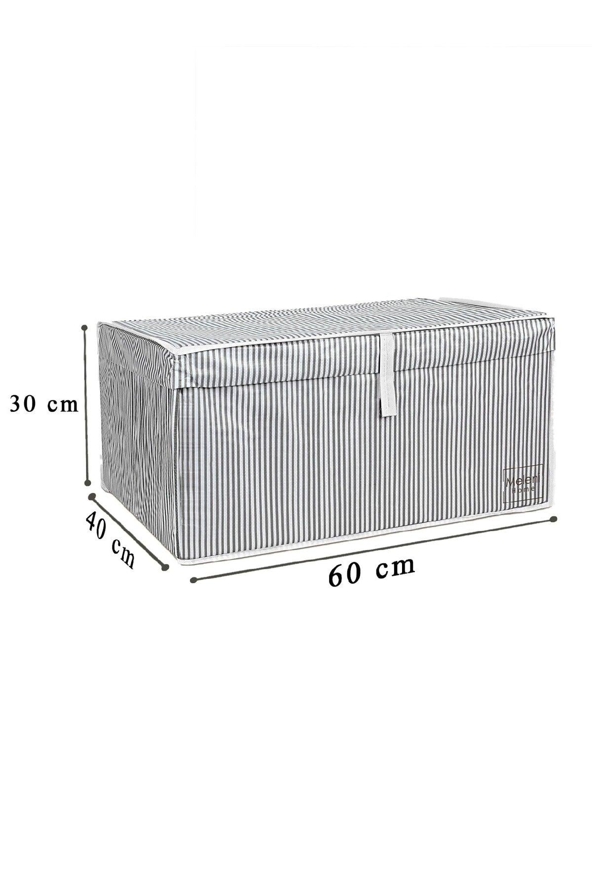 3 Pieces Multi-Purpose Storage Box with Lid Organizer Mega 60 X 40 X 30 Cm Gray - Swordslife