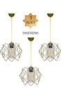 3 Pieces Gold Design Transparent Mica Glass Chandelier - Swordslife