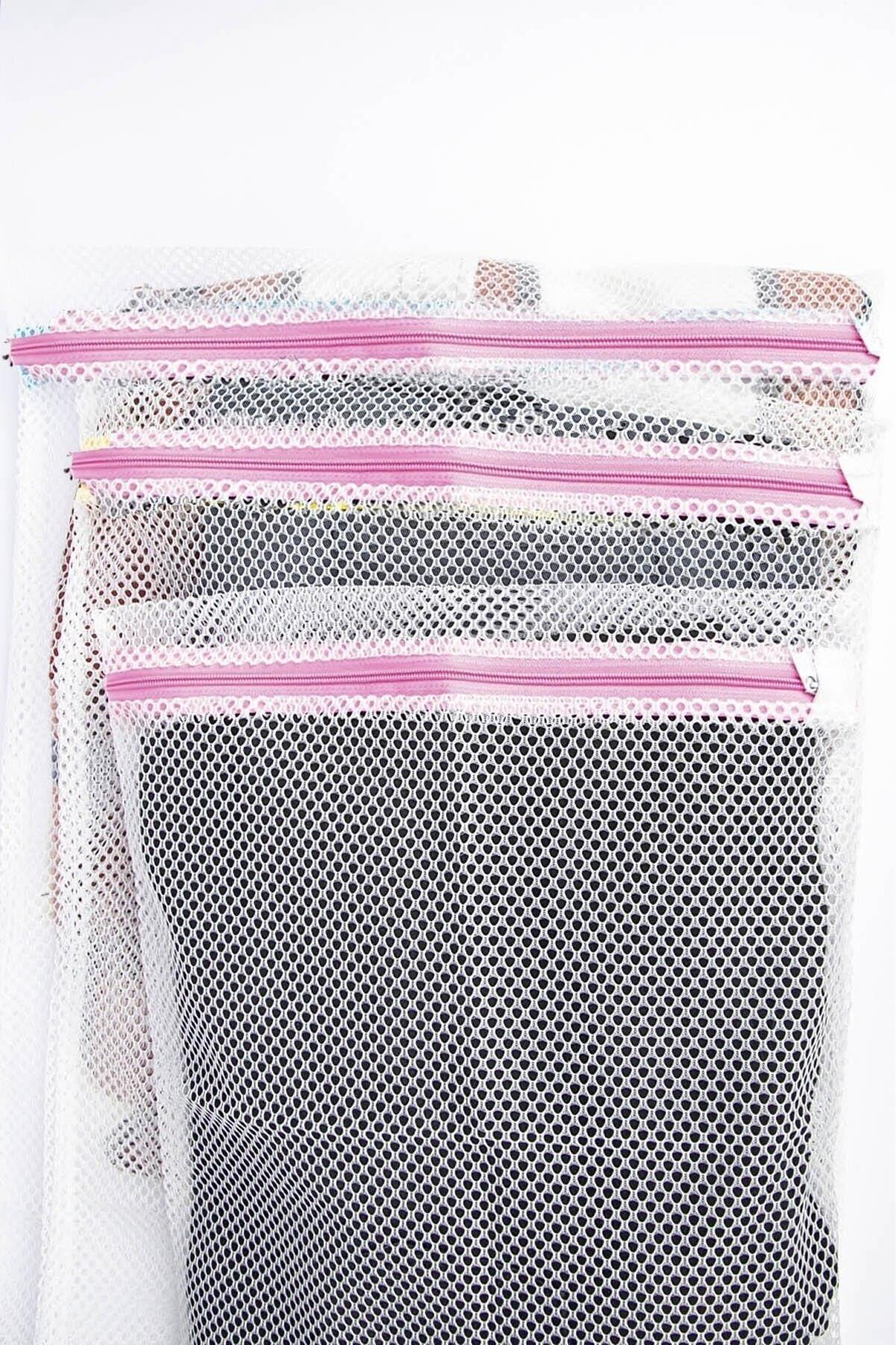 3 Different Size Laundry Net Bags With Colorful Zipper - Swordslife