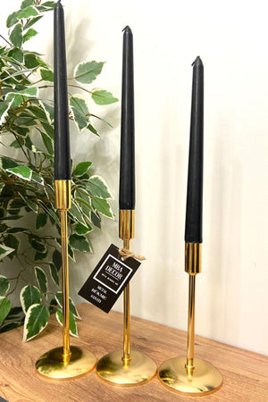 3 ( Triple ) Flat Foot Gold Candlestick Candle Holder
