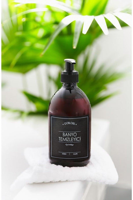 300ml Amber Brown Glass Bottle Bathroom Cleaner With Black Label - Swordslife