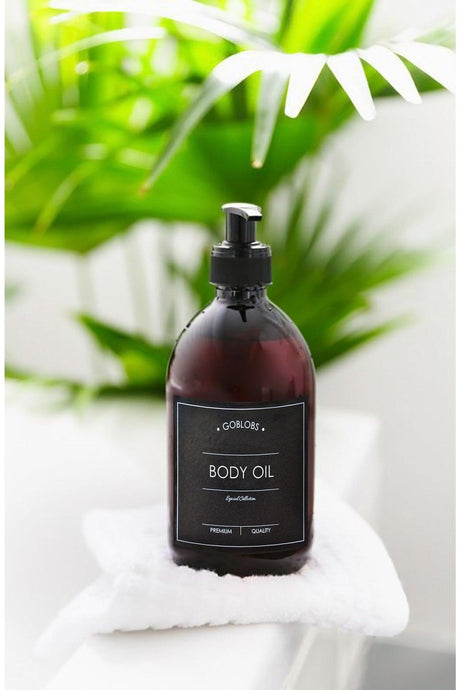 300ml Amber Brown Glass Bottle Body Oil Black Label - Swordslife