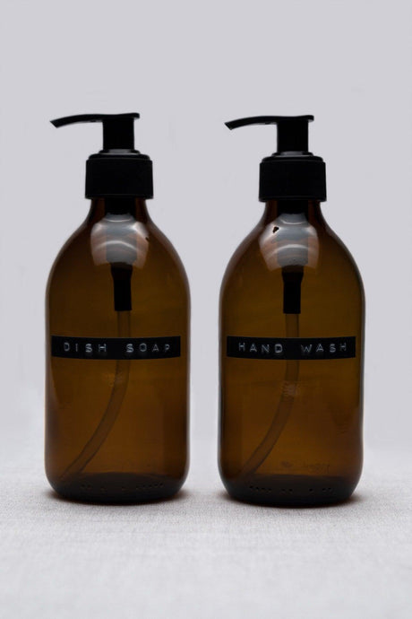 300ml Amber Glas flüssige Seife Retro Design 3d Tag Hand Wash-Dish Seife ( 2 Stück) - Swordslife