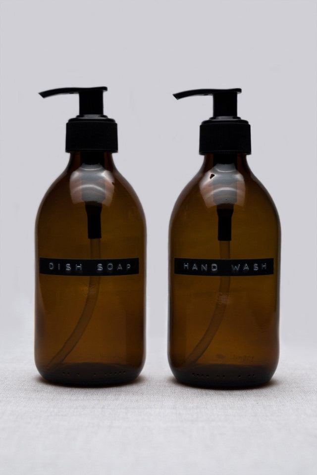 300ml Amber Glas flüssige Seife Retro Design 3d Tag Hand Wash-Dish Seife ( 2 Stück) - Swordslife