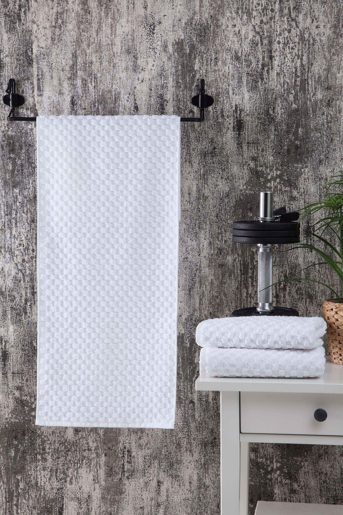 30x90 White Square Pattern 3 Pcs Sports Towel - Swordslife