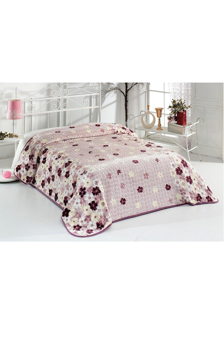 3.5 Kg Thick Supersoft Quality Flower Double Blanket Heart 220x240 Cm Powder (B13) - Swordslife