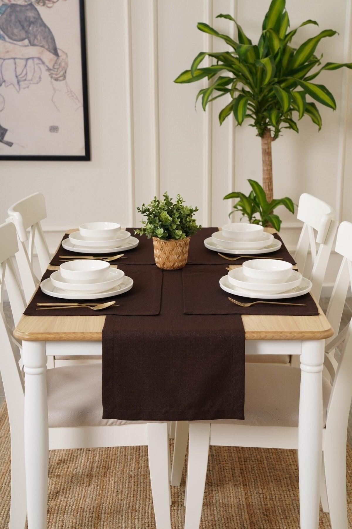 35 X 90 Cm Chocolate Brown Linen Woven Runner, Decorative Runner, Plain Runner - Swordslife