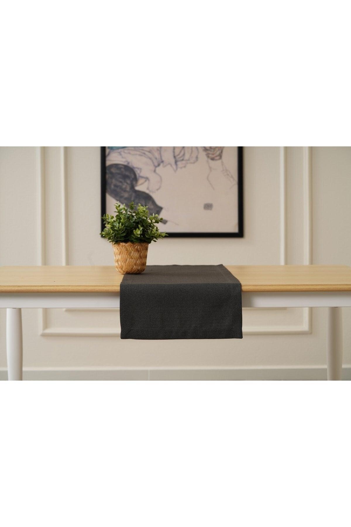 35 X 90 Cm Smoked Linen Woven Runner, Decorative Runner, Plain Runner - Swordslife