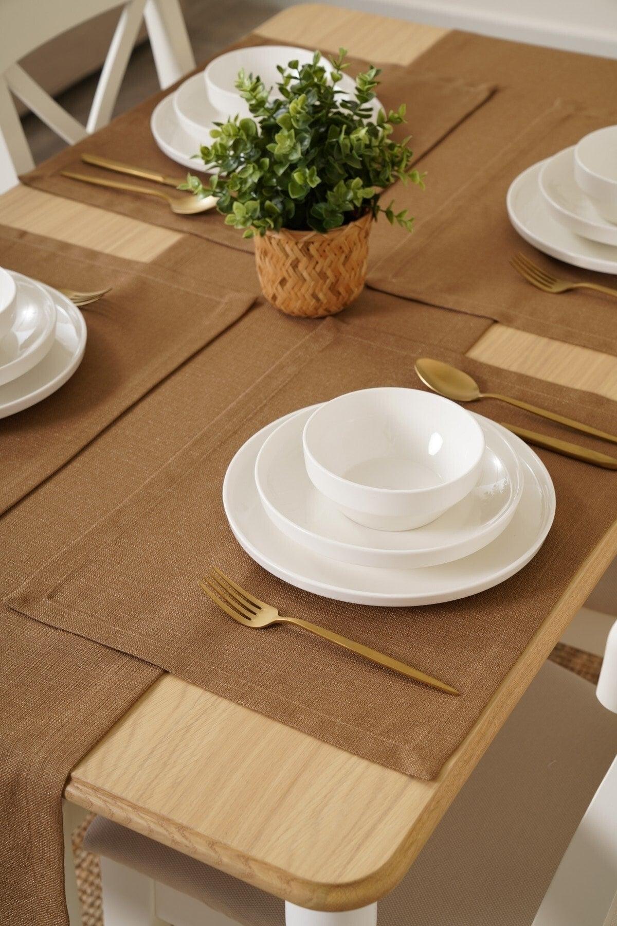 35 X 90 Cm Light Brown Linen Woven Runner, Decorative Runner, Plain Runner - Swordslife