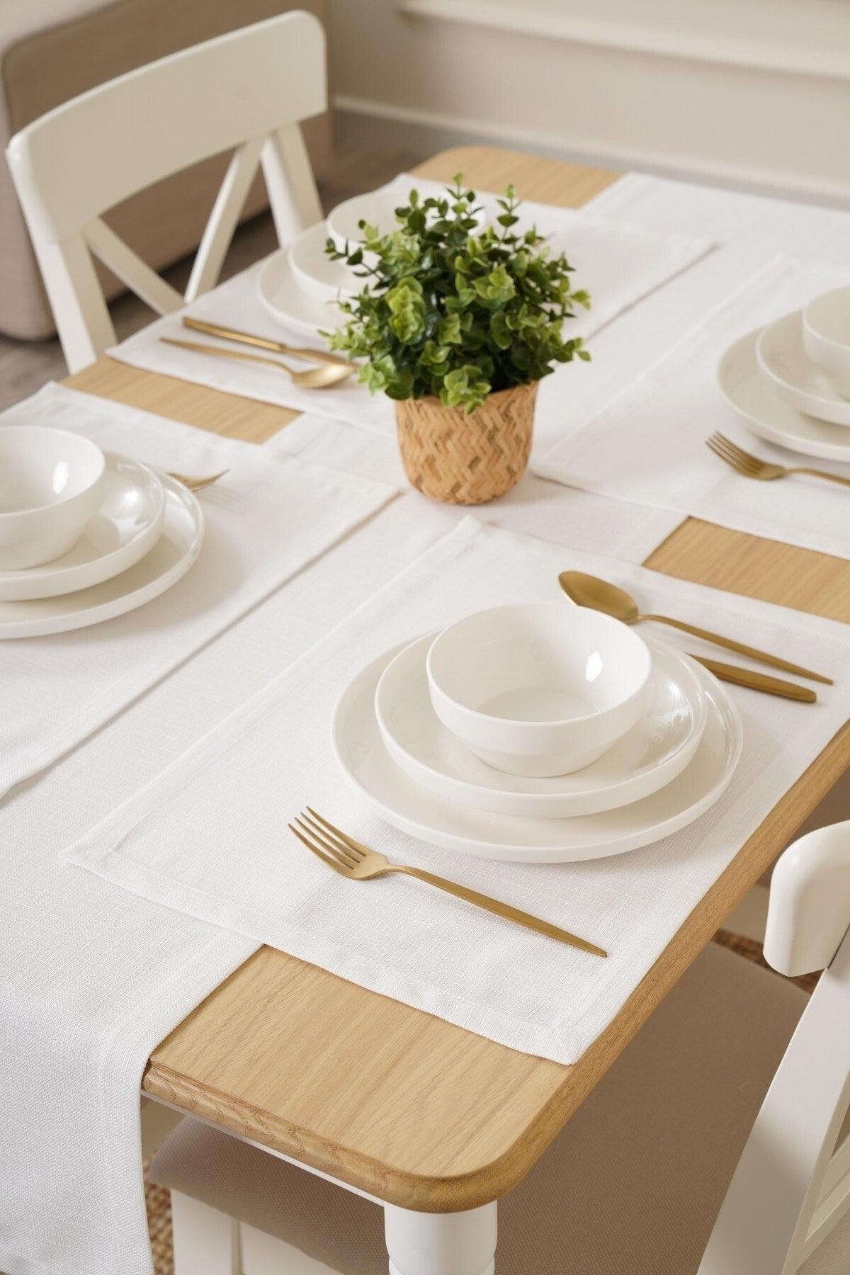 35 X 90 Cm White Linen Woven Runner, Decorative Runner, Plain Runner - Swordslife